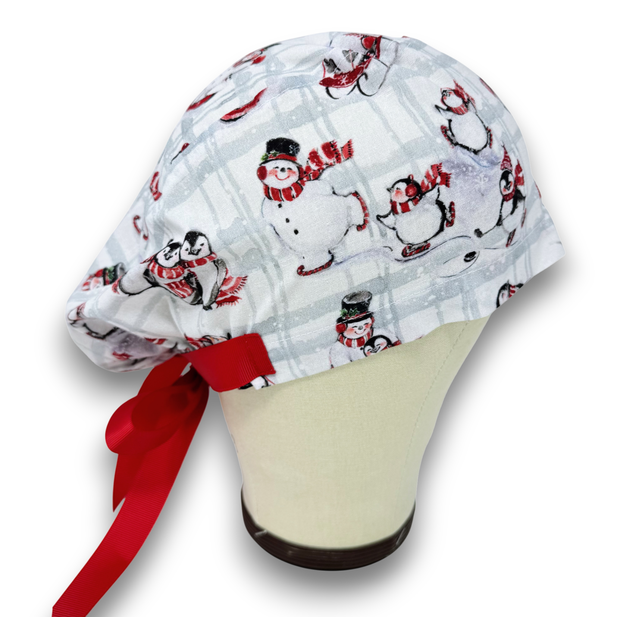 Penguin Euro scrub cap with ties for Women by Paradise Caps. Euro PLUS style.