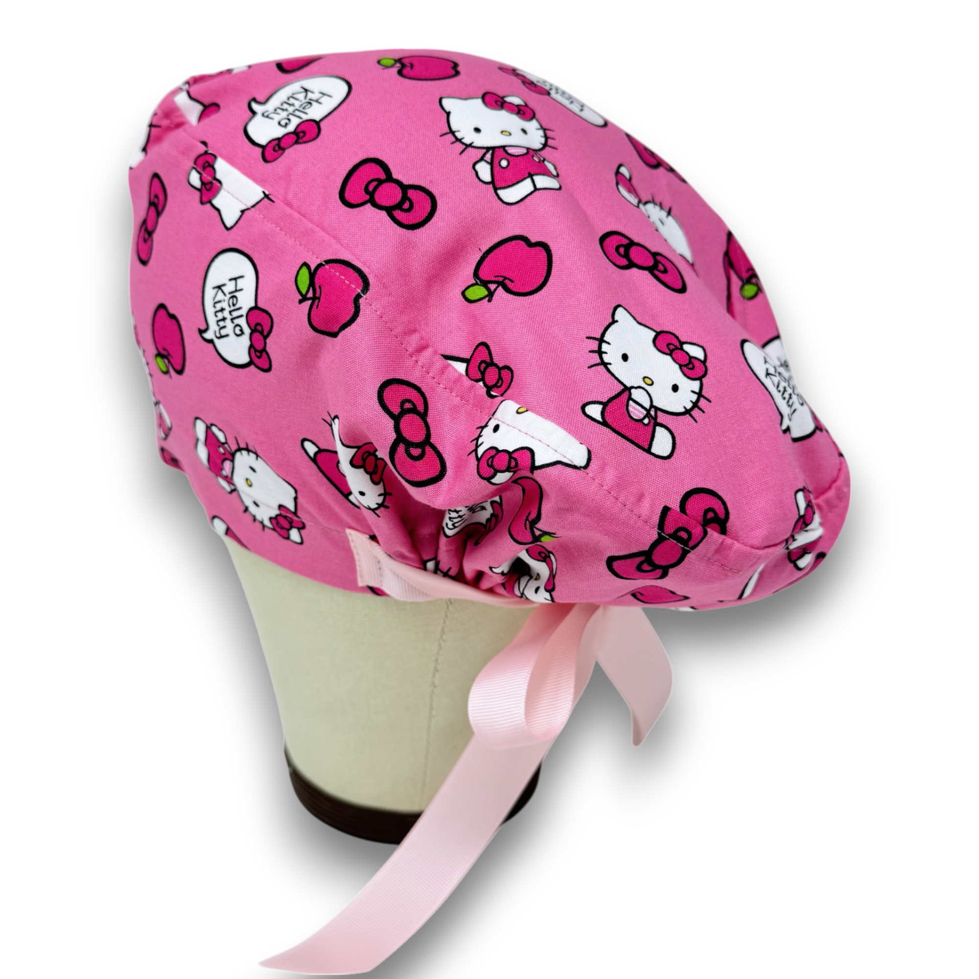 Pink Euro Euro scrub cap with ties for Women by Paradise Caps. Euro PLUS style.