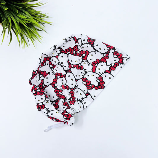 Euro Scrub Cap for Women, Hello Kitty Surgical cap Satin Lined Option