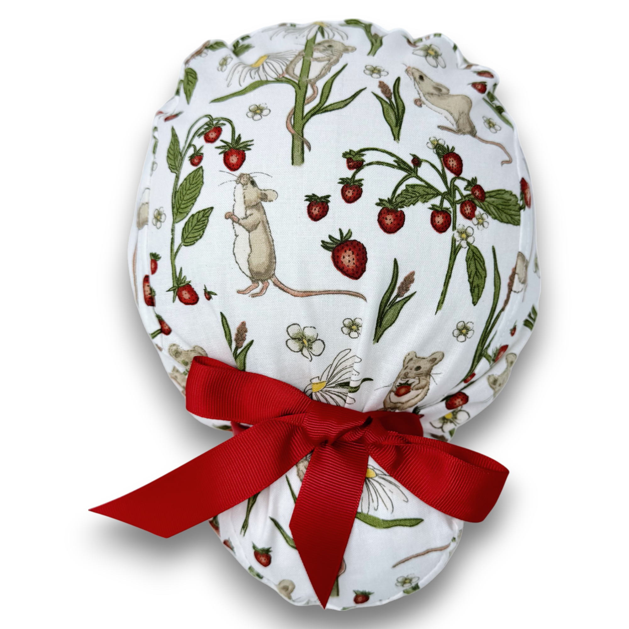 Meadow Mice Euro scrub cap with ties for Women by Paradise Caps. Euro PLUS style.