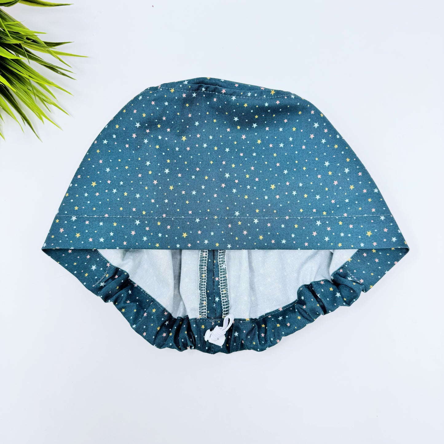 Stars and Tiny Dots Grey Euro Scrub Cap for Women, Surgical cap Satin Lined Option