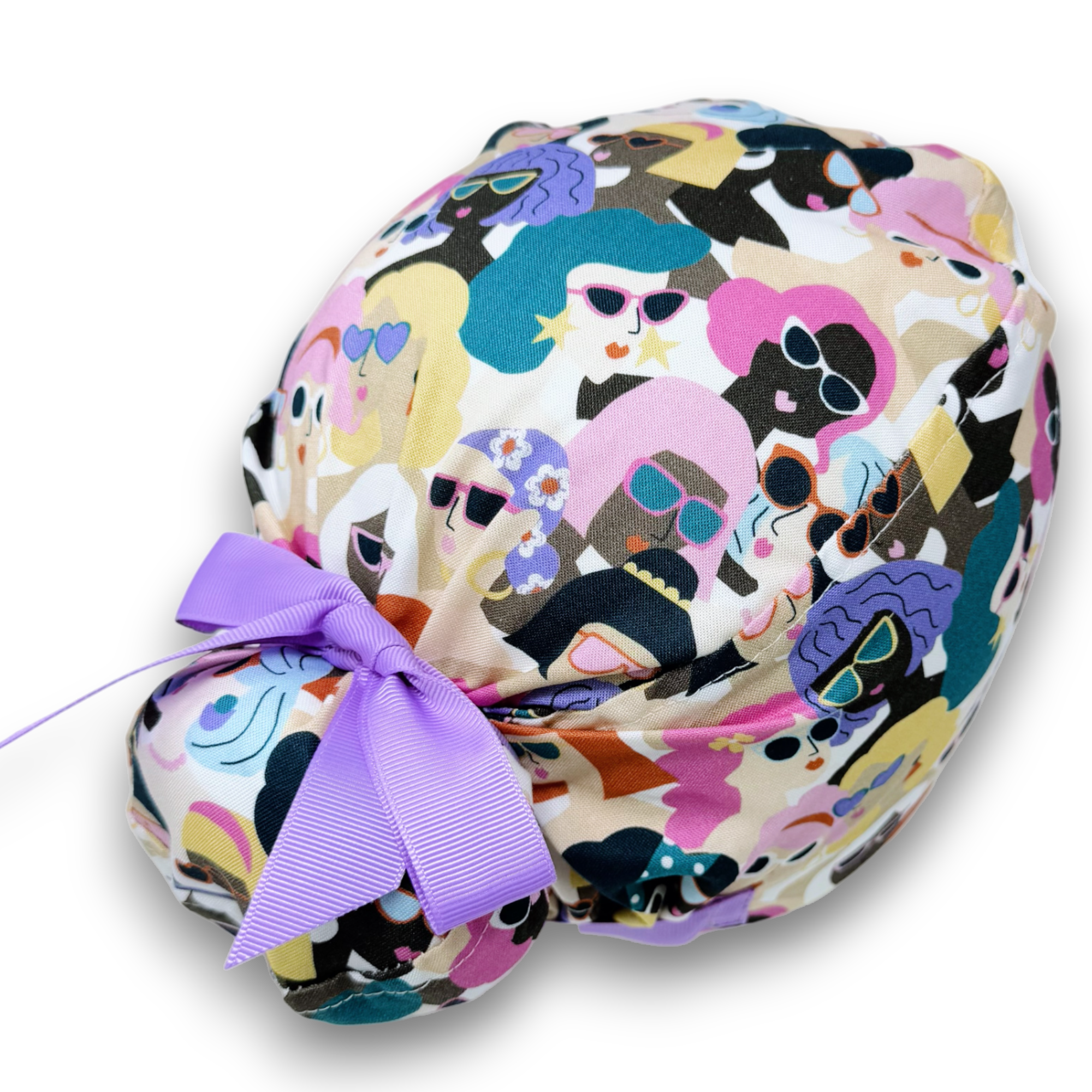 Women Euro scrub cap with ties by Paradise Caps. Euro PLUS style.