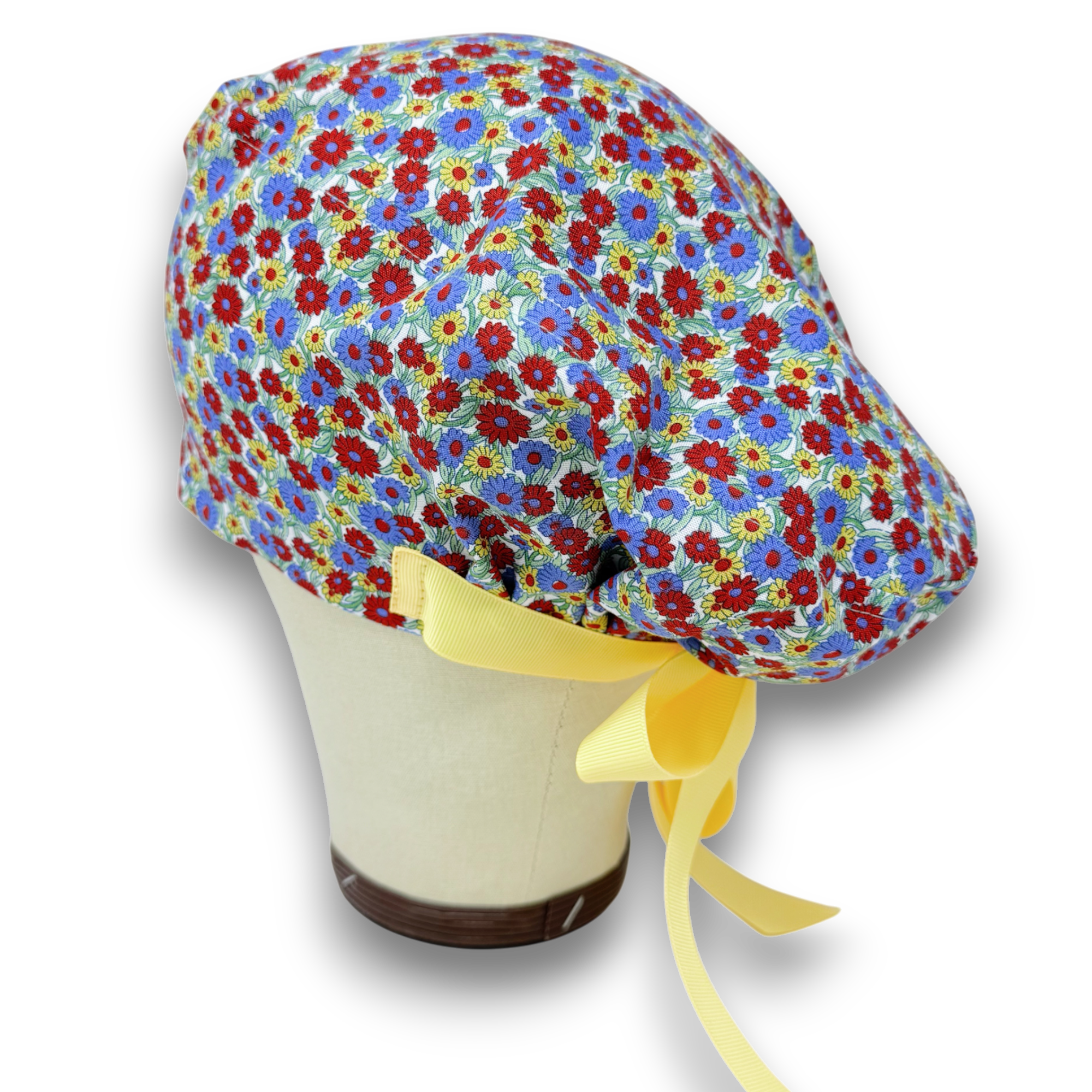 Summer Meadow Euro scrub cap with ties for Women by Paradise Caps. Euro PLUS style.