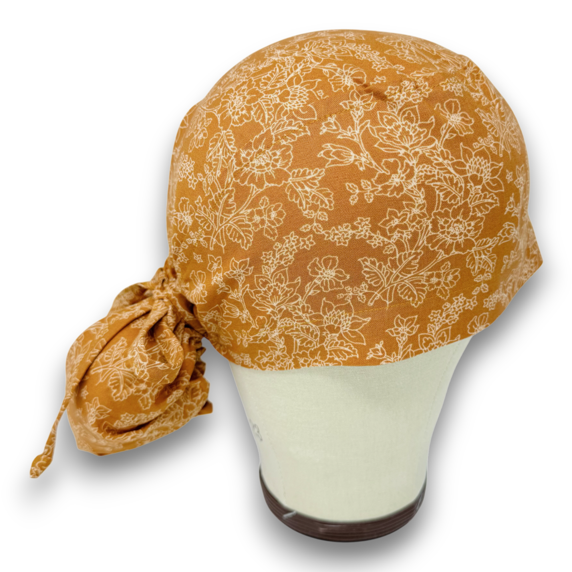 Fall Floral Ponytail scrub cap for women with satin lined option by Paradise Caps.