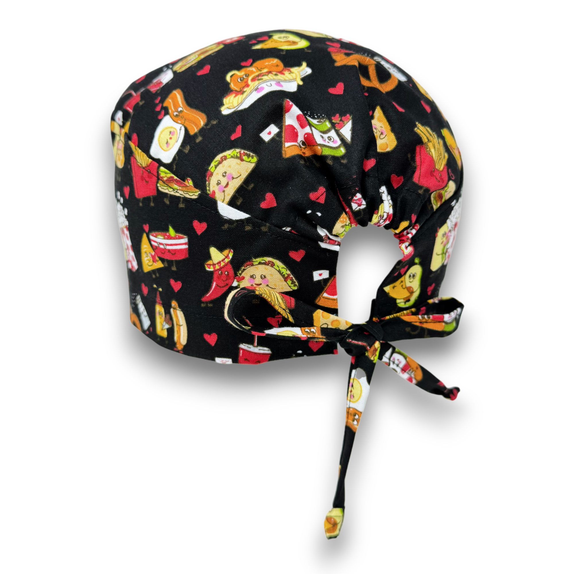 Food with Love Skull tie-back style surgical scrub cap for men by Paradise Caps.