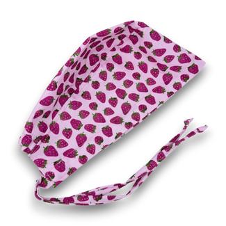 Strawberry Skull tie-back style surgical scrub cap by Paradise Caps.