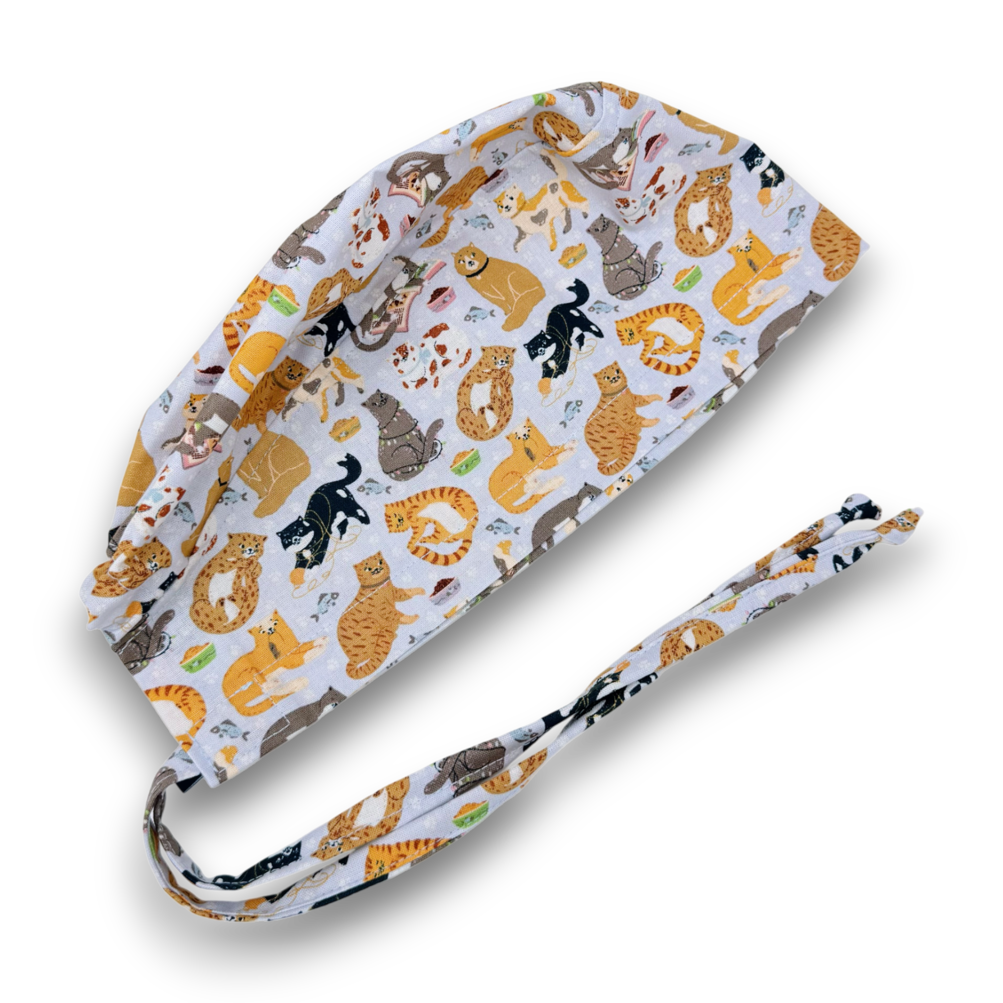Cat Skull tie-back style surgical scrub cap for men by Paradise Caps.