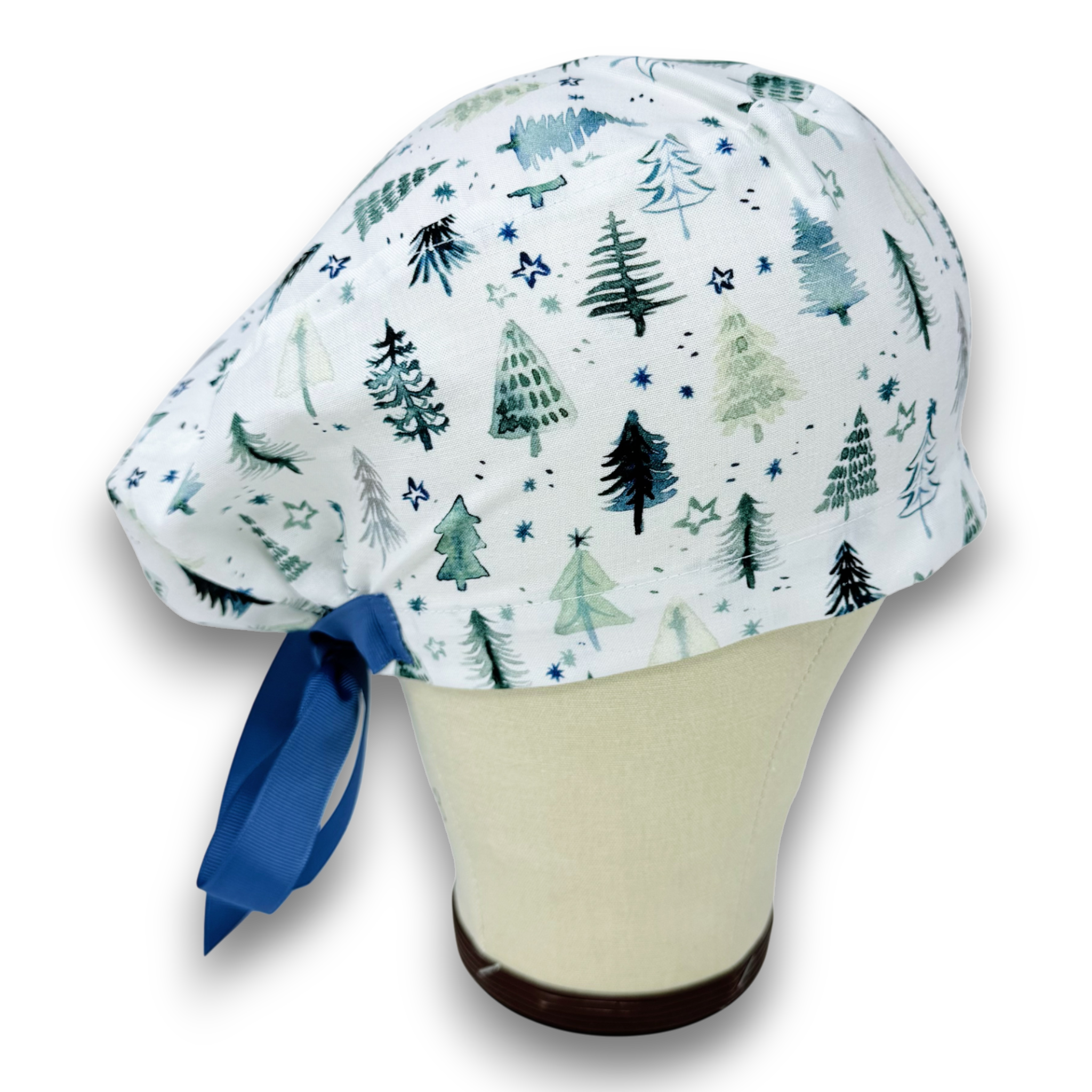 Winter tree Euro scrub cap with ties for Women by Paradise Caps. Euro PLUS style.