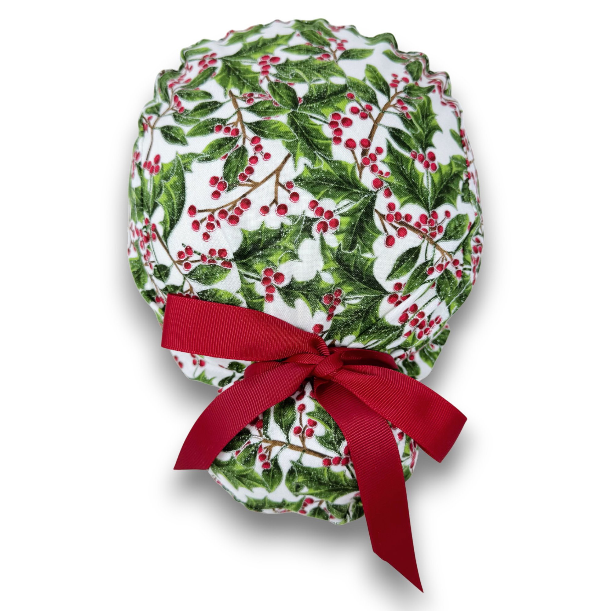 Christmas Euro scrub cap with ties for Women by Paradise Caps. Euro PLUS style.