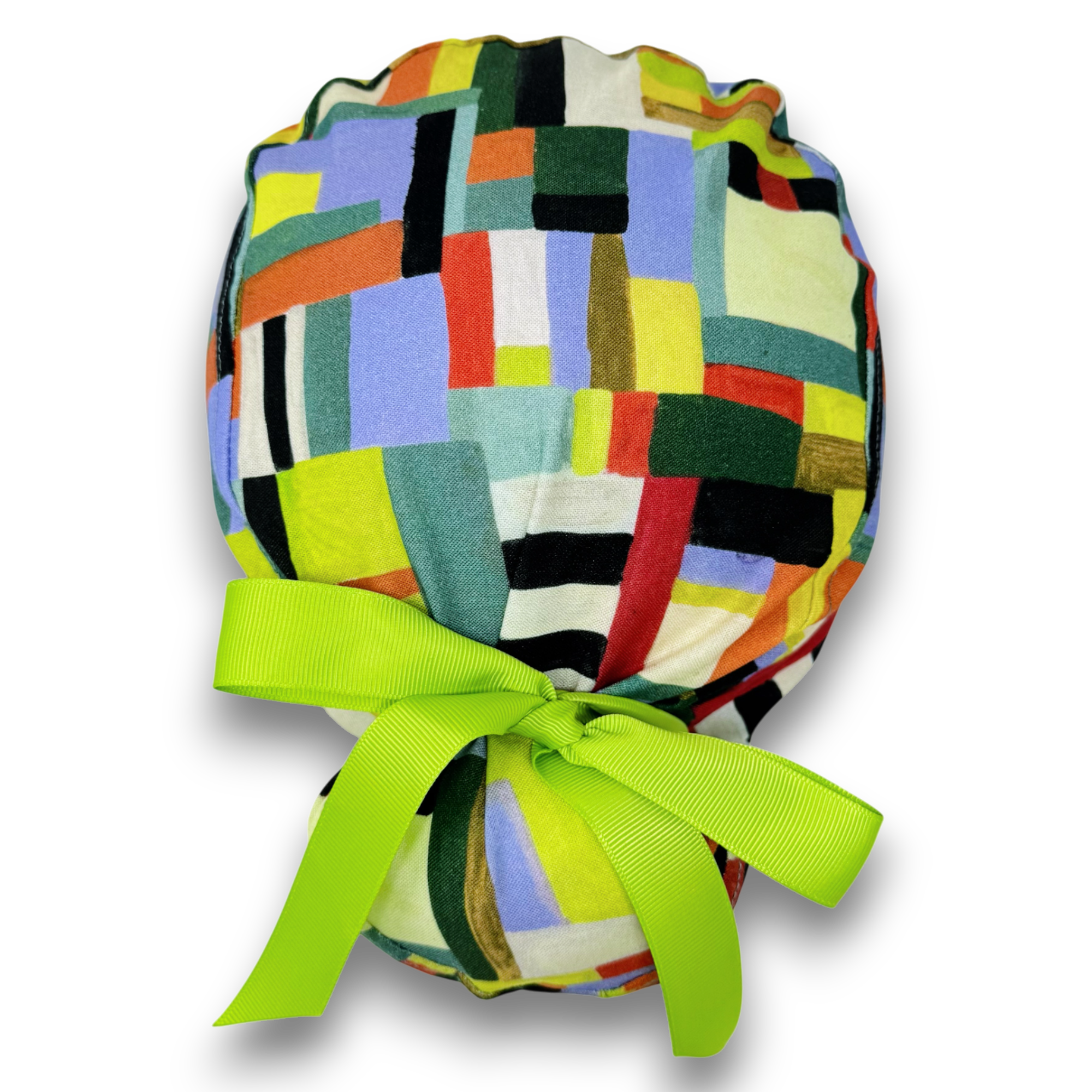 Geometric Euro scrub cap with ties for Women by Paradise Caps. Euro PLUS style.