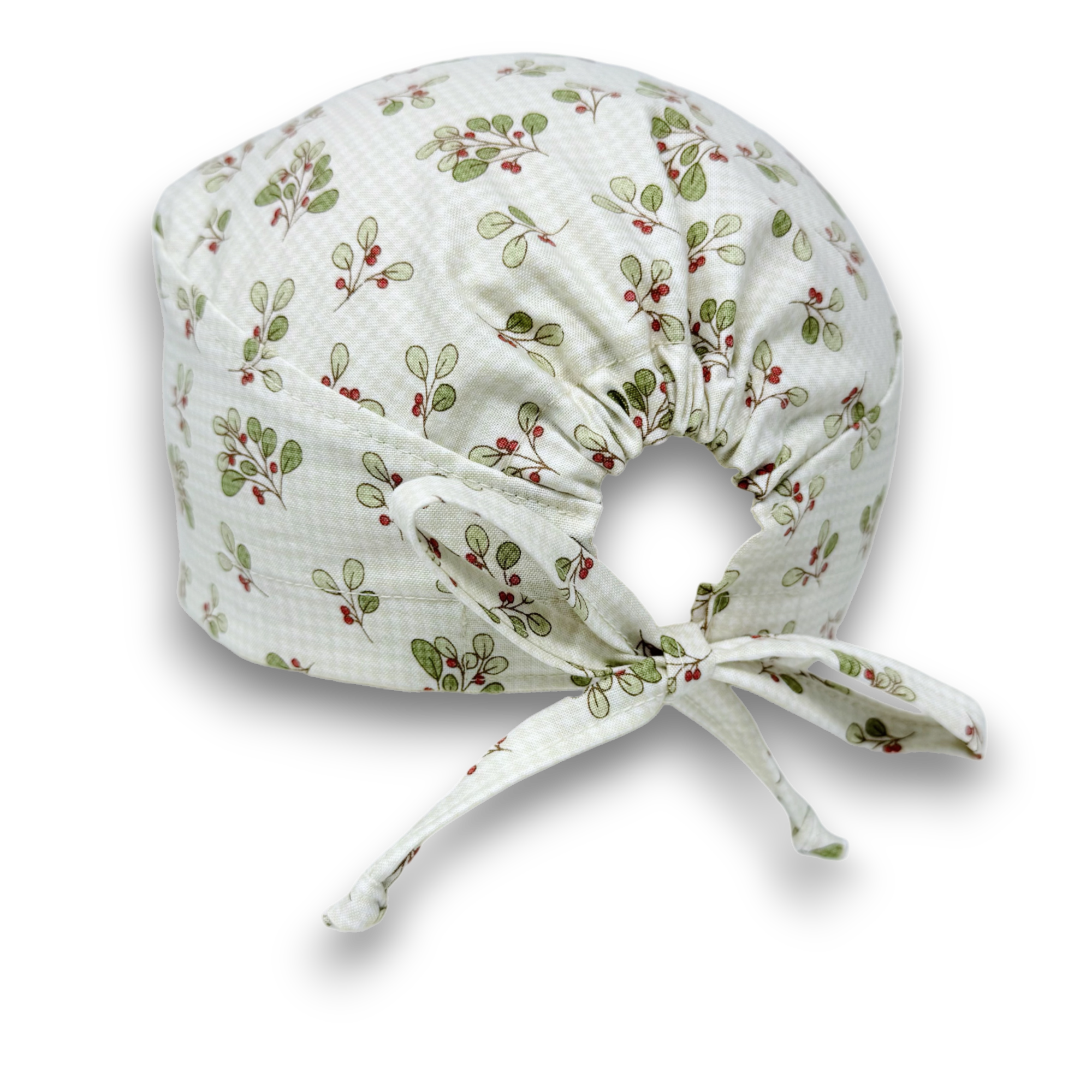 Winter Berry Skull tie-back style surgical scrub cap by Paradise Caps.