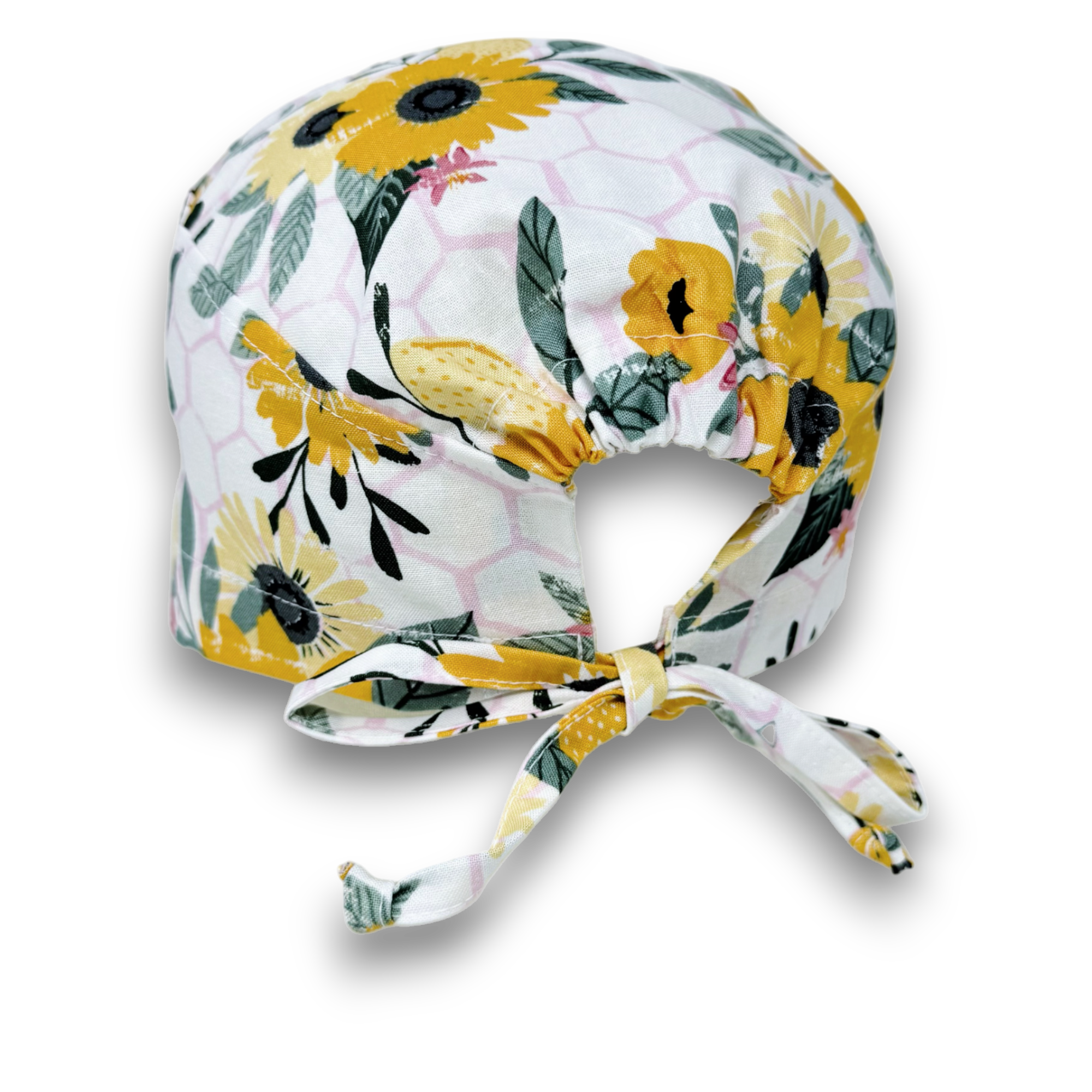 Sunflower Skull tie-back style surgical scrub cap for men by Paradise Caps.