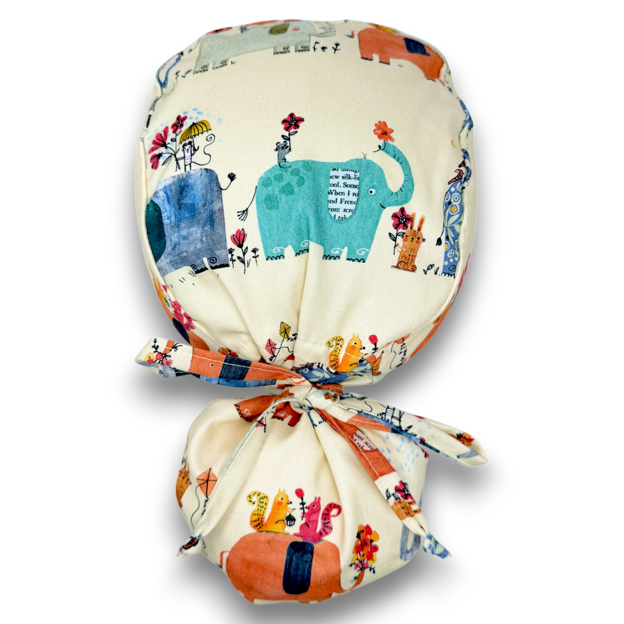 Elephant Ponytail scrub cap for women with satin lined option by Paradise Caps.