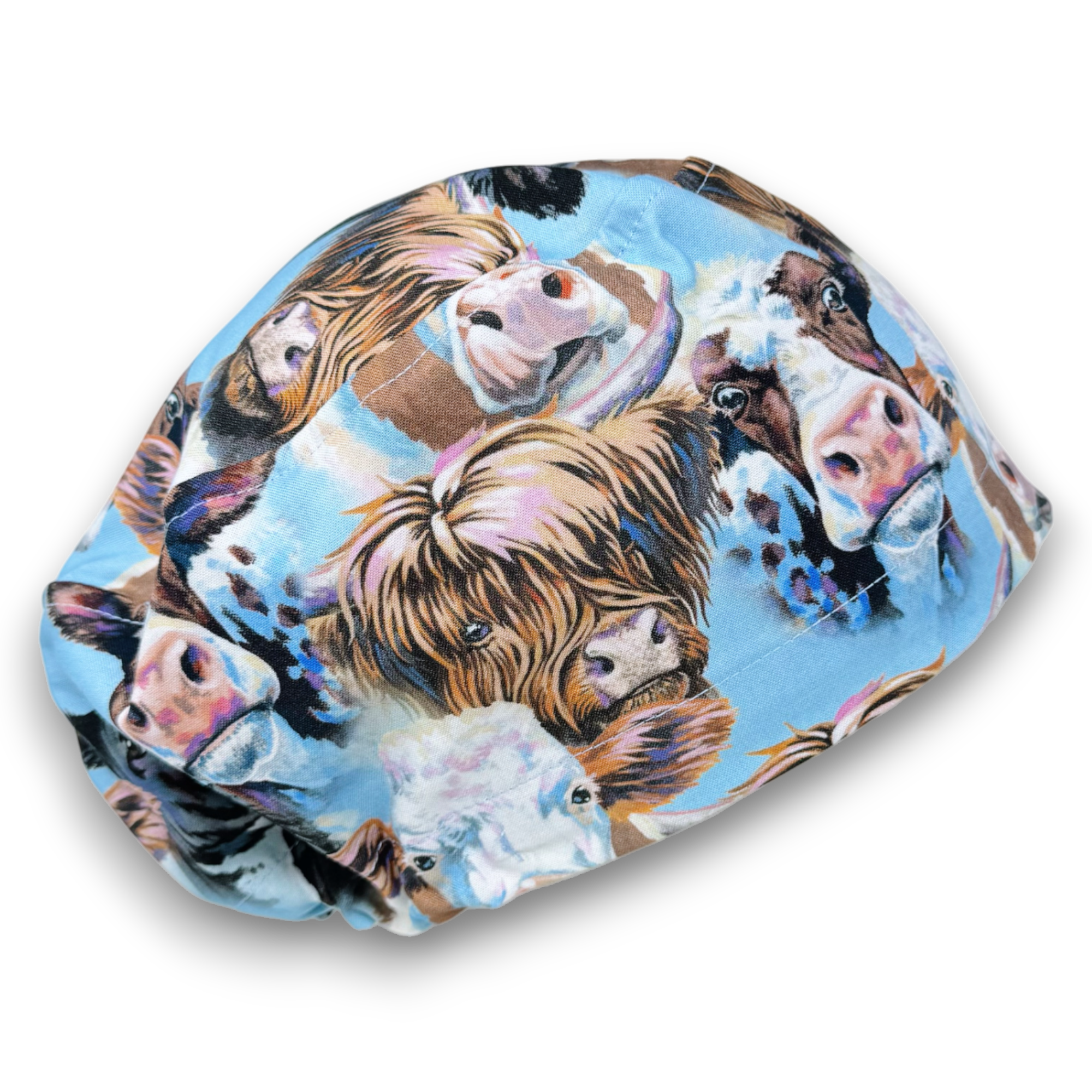 Cow Euro Scrub Cap for Women with Satin Lined Option by Paradise Caps.