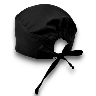 Black Skull tie-back style surgical scrub cap for men by Paradise Caps.