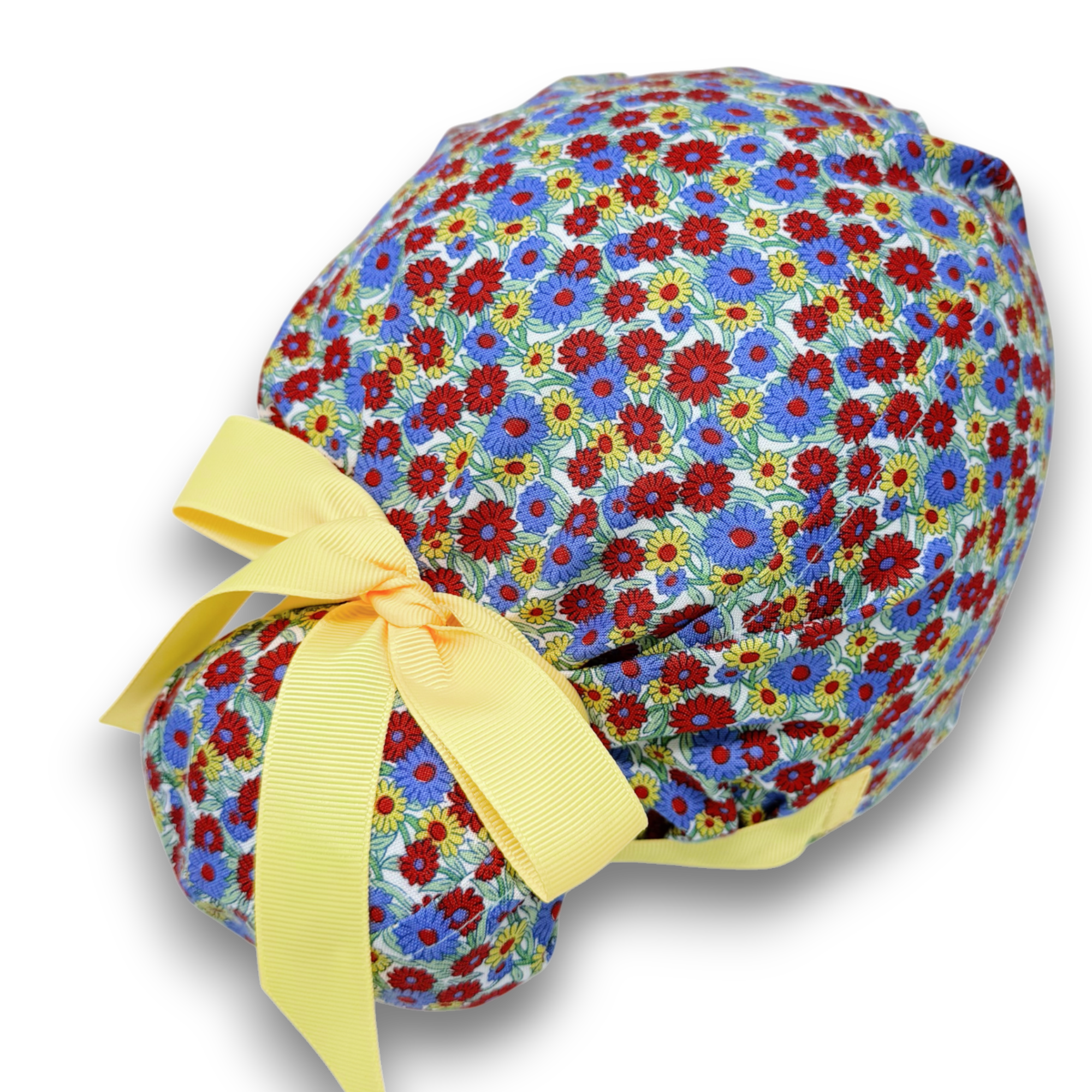 Summer Meadow Euro scrub cap with ties for Women by Paradise Caps. Euro PLUS style.