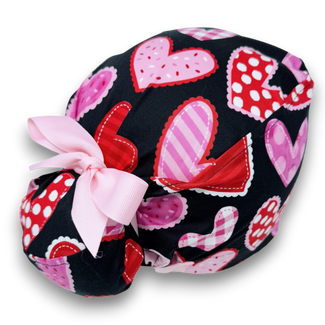Valentine's day  Euro scrub cap with ties for Women by Paradise Caps. Euro PLUS style.