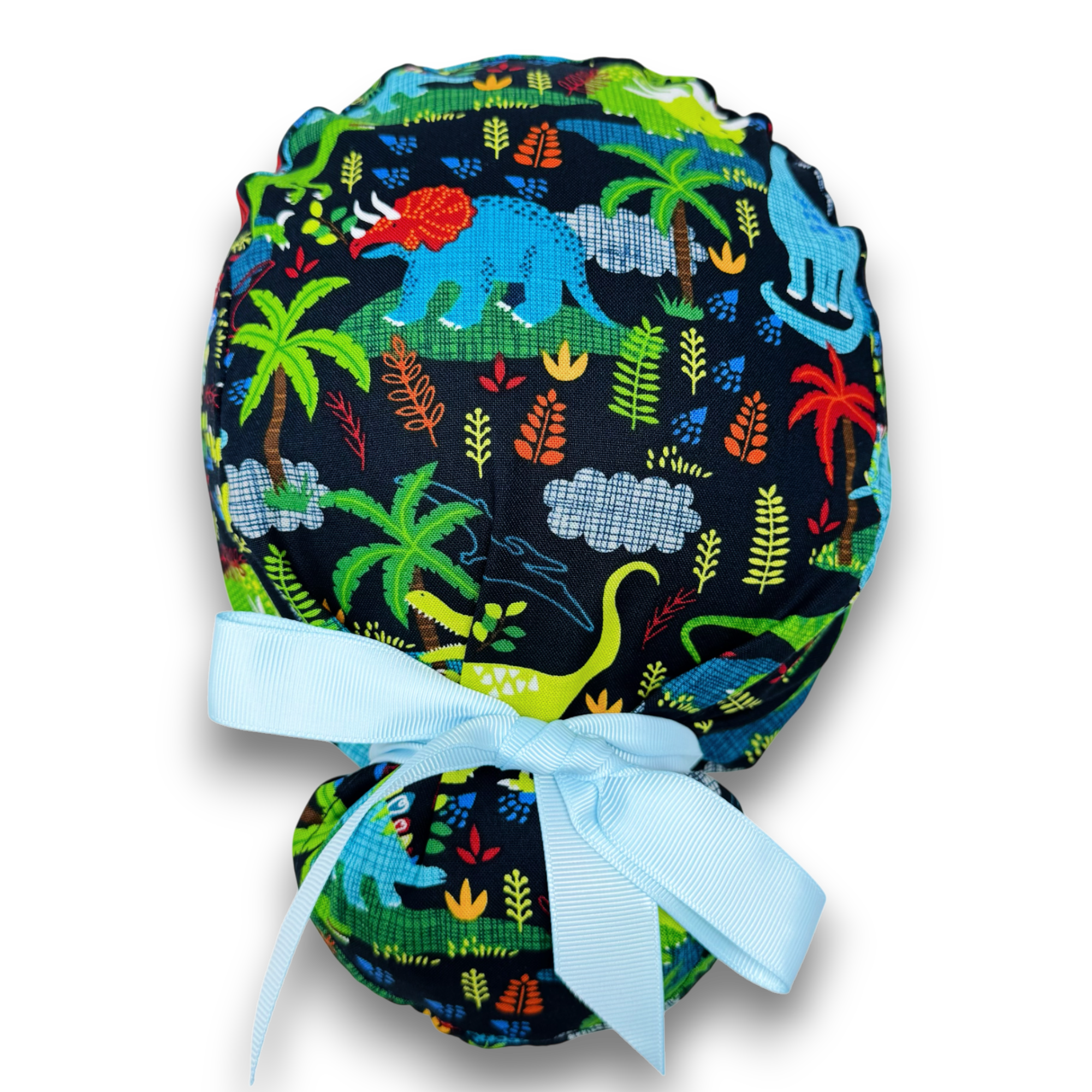 Dinosaur Euro scrub cap with ties for Women by Paradise Caps. Euro PLUS style.