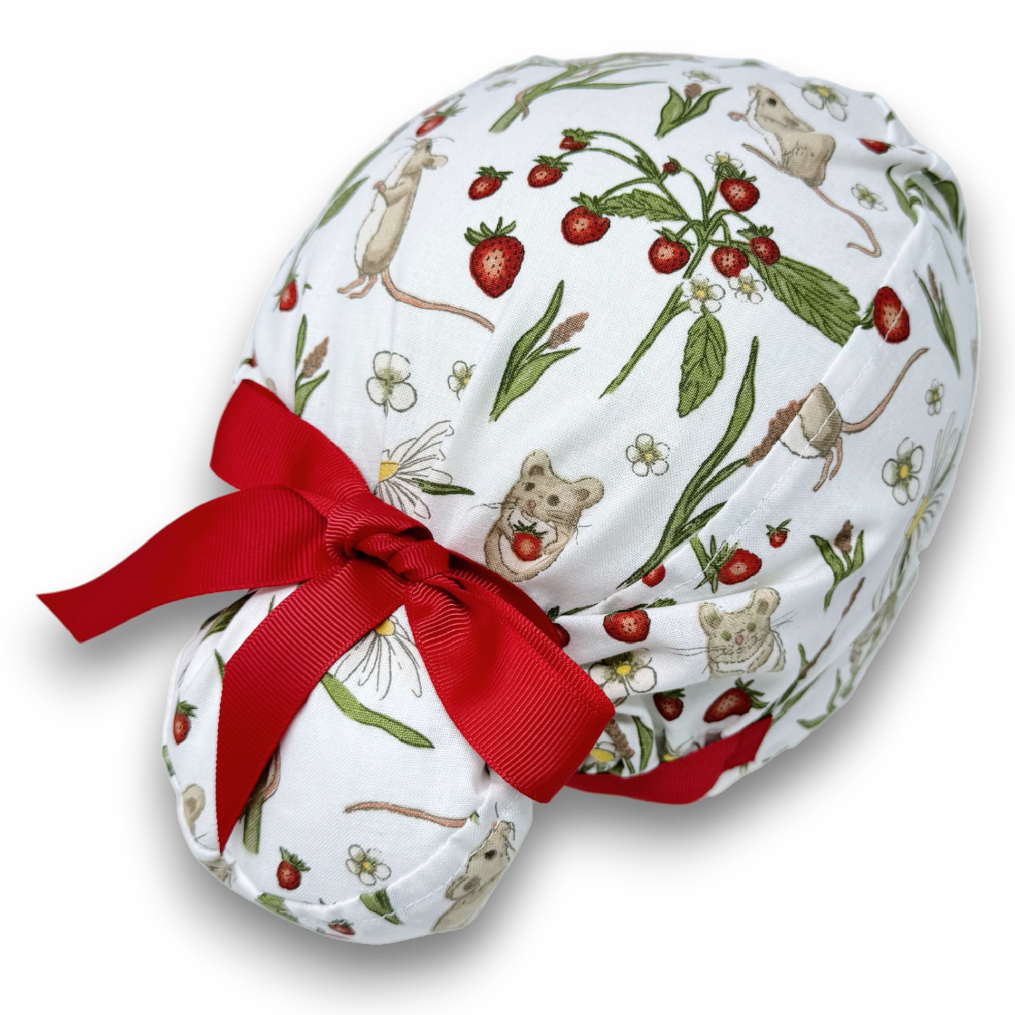 Meadow Mice Euro scrub cap with ties for Women by Paradise Caps. Euro PLUS style.