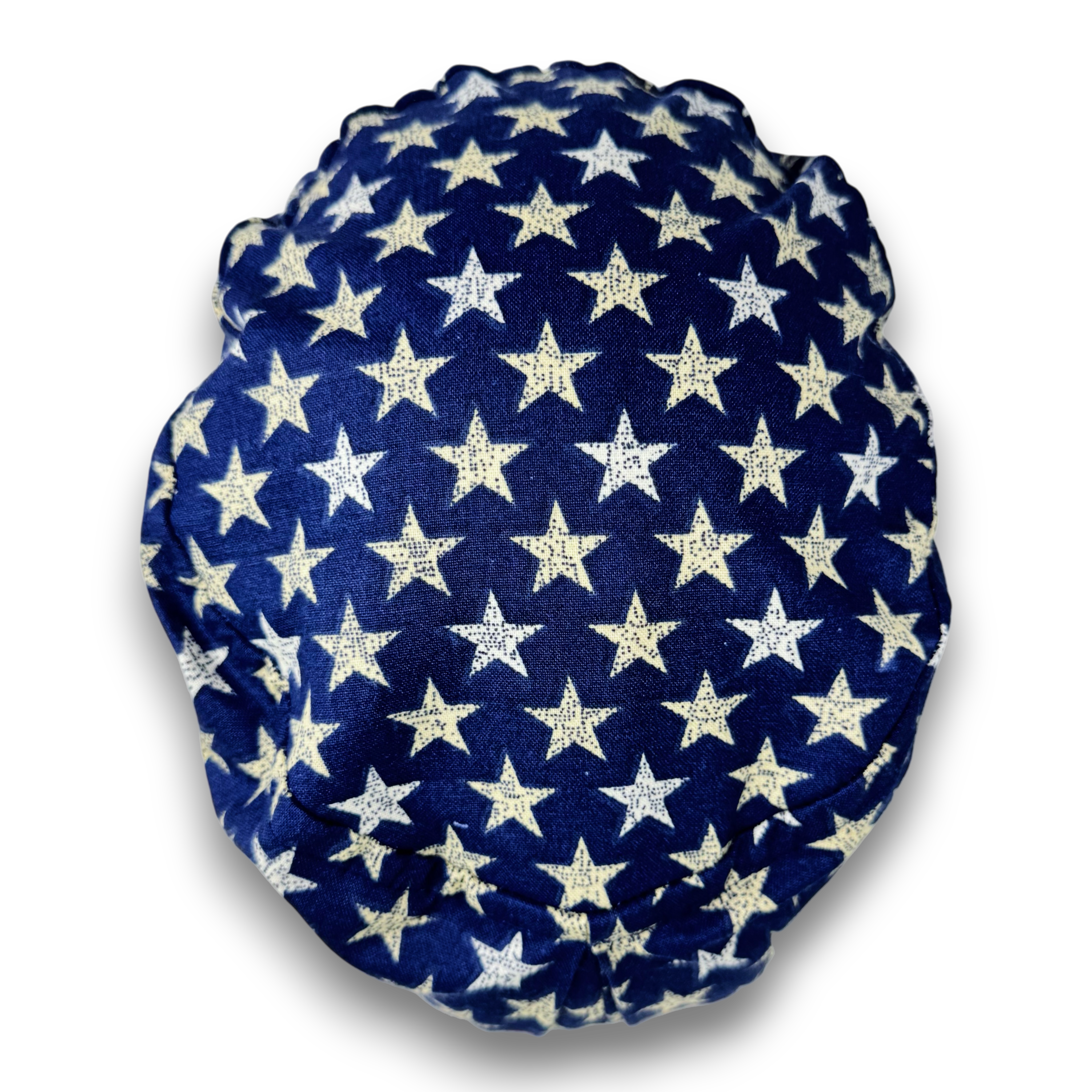July 4th Euro scrub cap for women. Navy Blue Star surgical cap satin lined option by Paradise Caps.