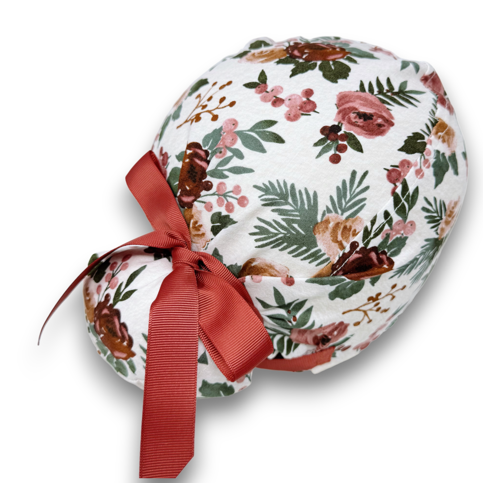 Floral Harvest Euro scrub cap with ties for Women by Paradise Caps. Euro PLUS style.