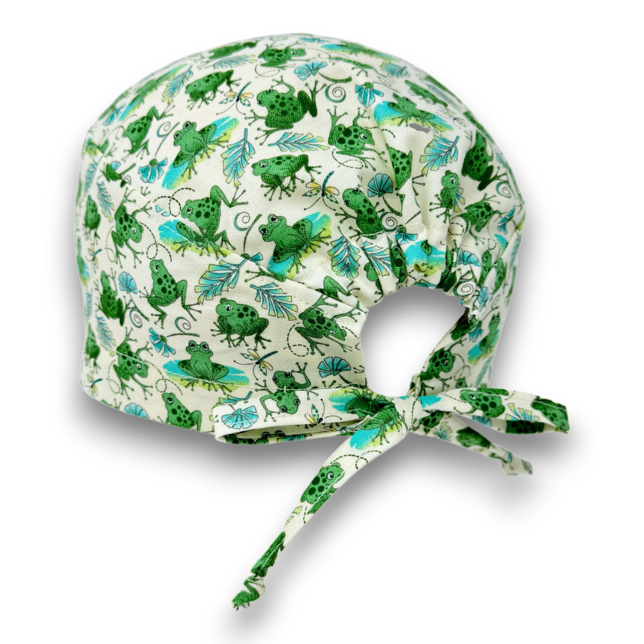 Frog Skull tie-back style surgical scrub cap for men by Paradise Caps.