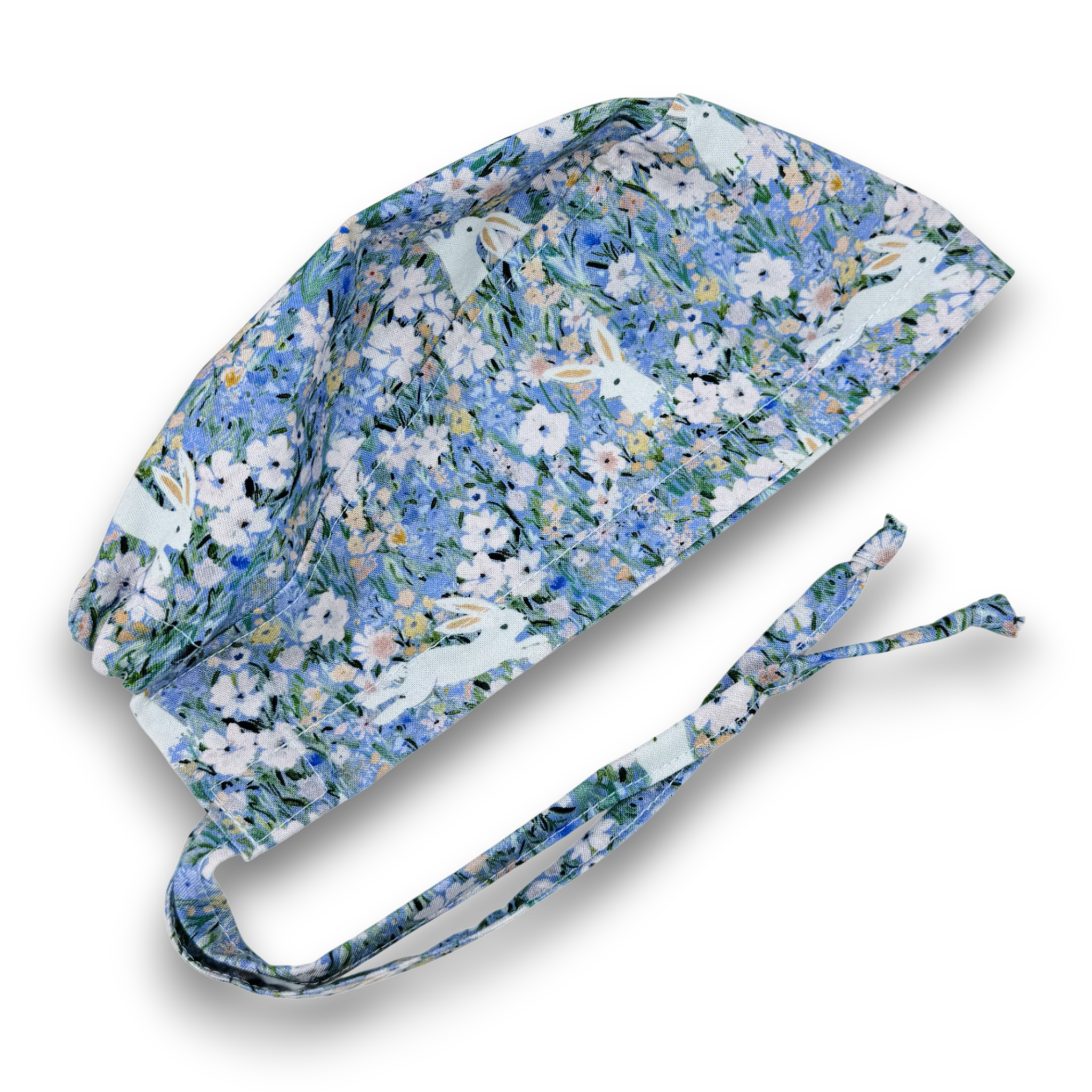 Spring Bunnies Surgical Cap. Easter Skull tie-back style scrub hat by Paradise Caps.