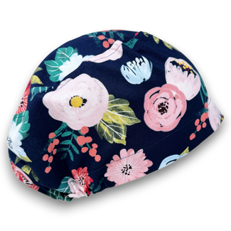 Flower Euro Scrub Cap for Women with Satin Lined Option by Paradise Caps.
