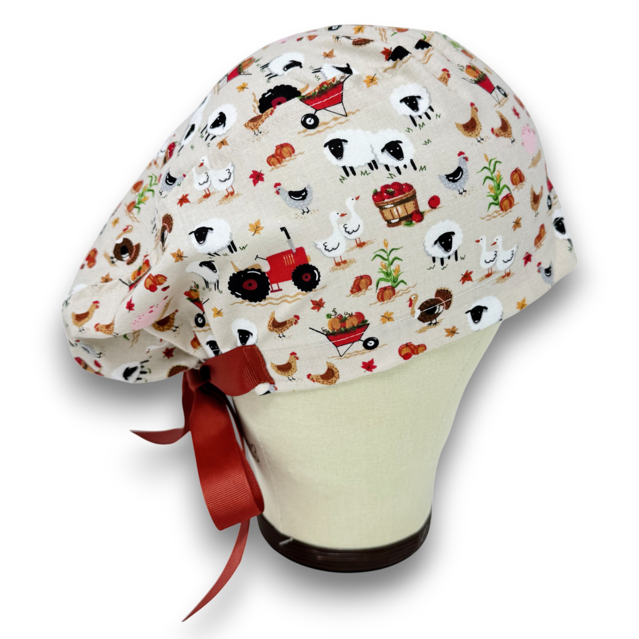 Harvest Farm Euro scrub cap with ties for Women by Paradise Caps. Euro PLUS style.