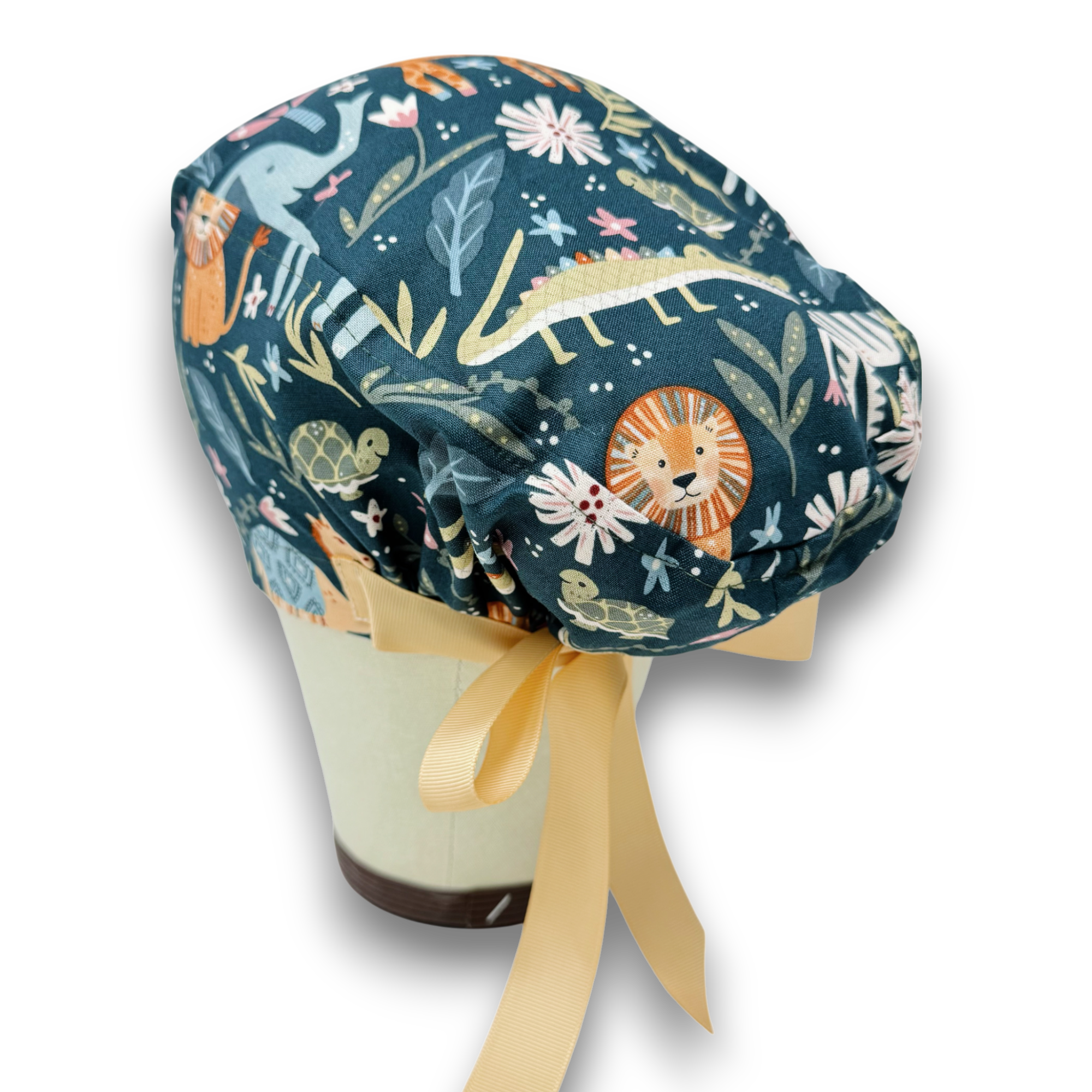 Wild animal Euro scrub cap with ties for Women by Paradise Caps. Euro PLUS style.