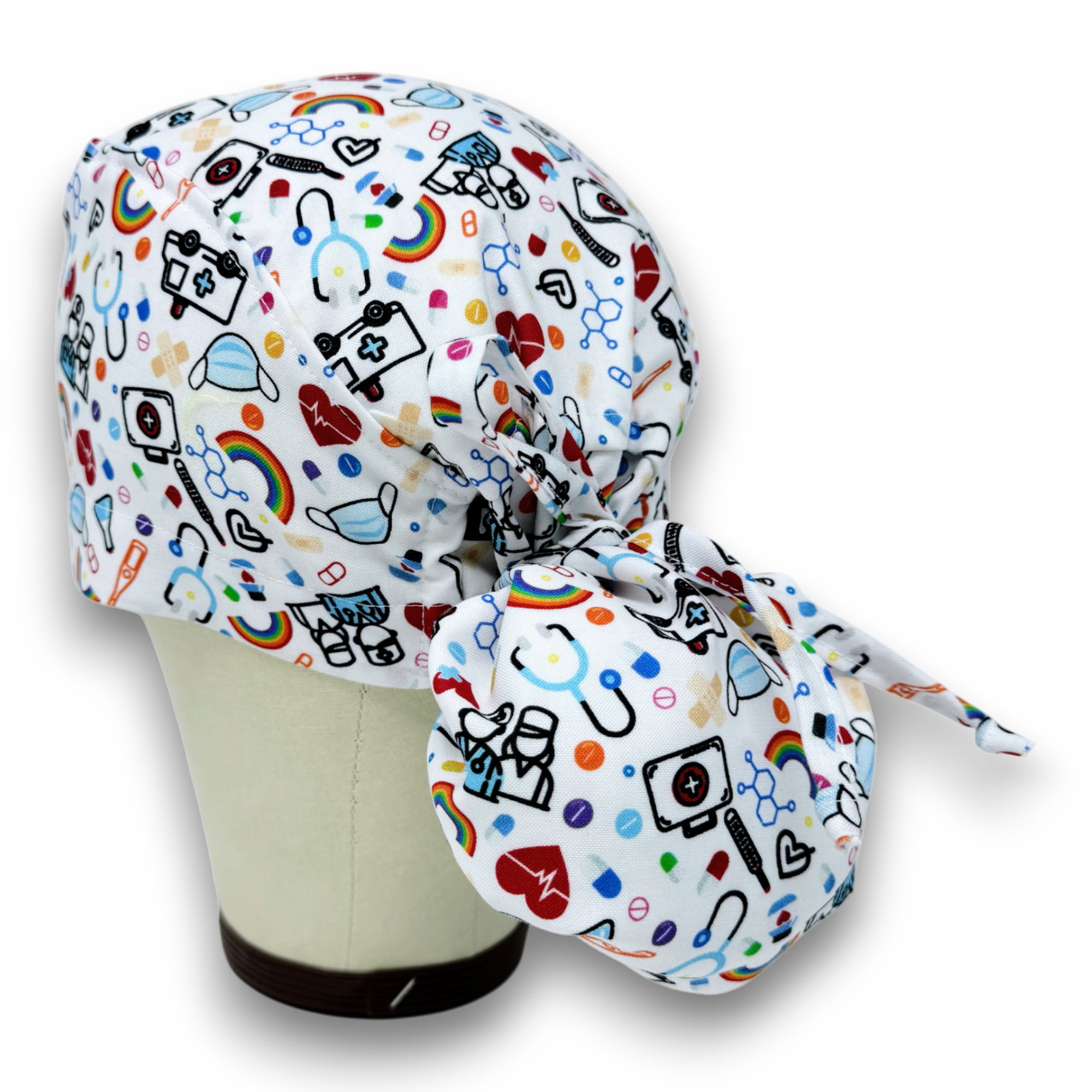 Medical Ponytail scrub cap for women with satin lined option by Paradise Caps.