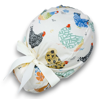 Chickens Euro scrub cap with ties for Women by Paradise Caps. Euro PLUS style.