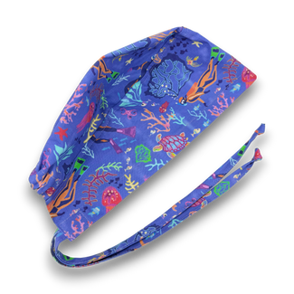 Mens Surgical scrub cap. Colorful Reef tie back scrub hat by Paradise Caps.