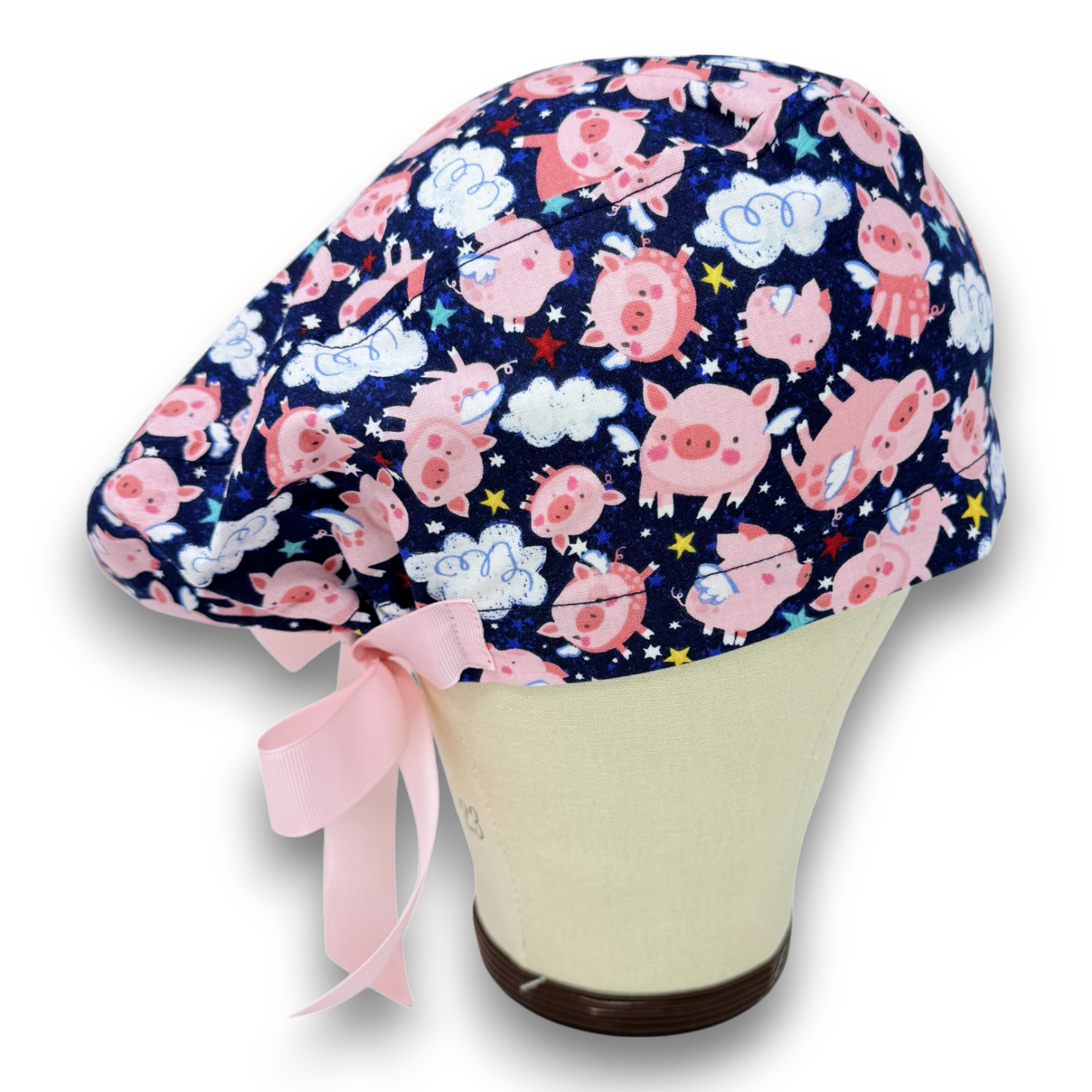Pig Euro scrub cap with ties for Women by Paradise Caps. Euro PLUS style.