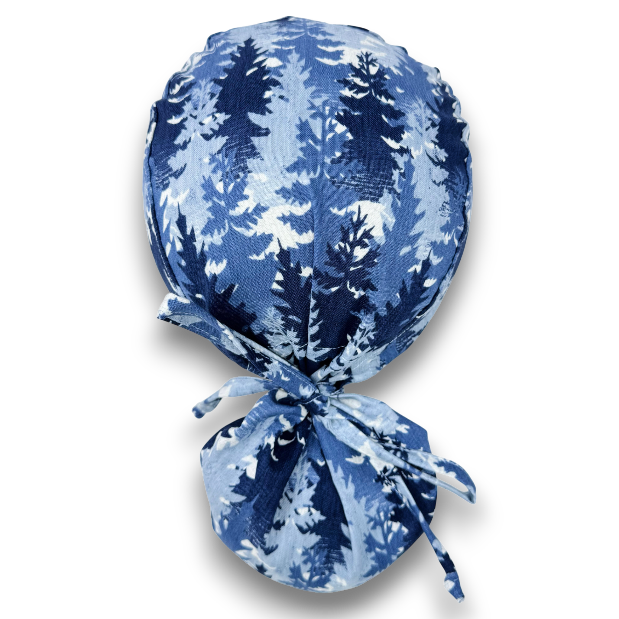 Winter forest Ponytail scrub cap for women with satin lined option by Paradise Caps.