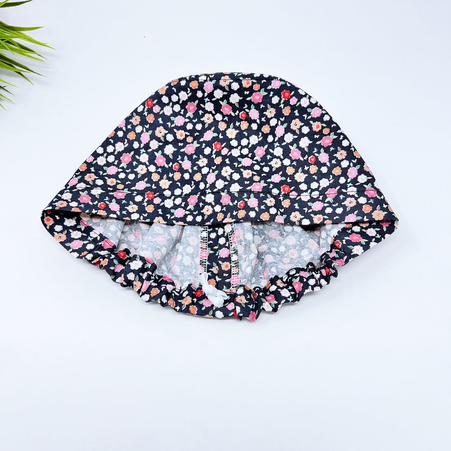 Flowerbed Euro Scrub Cap for Women, Surgical cap Satin Lined Option