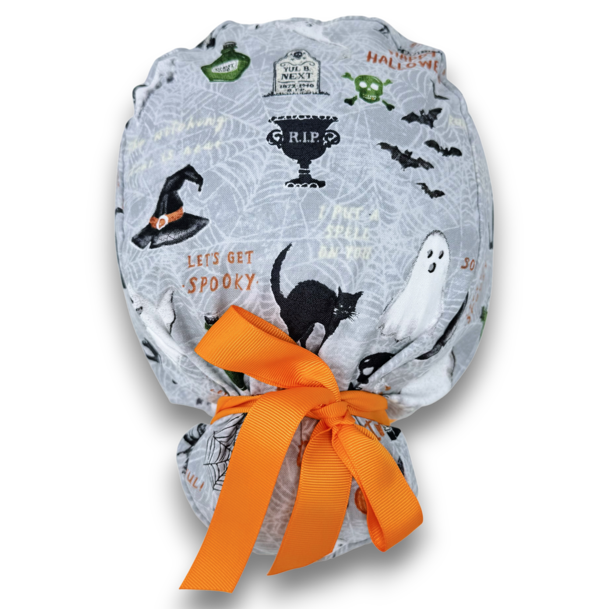 Spooky Night Euro scrub cap with ties for Women by Paradise Caps. Euro PLUS style.