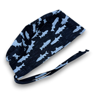 Shark Skull tie-back style surgical scrub cap for men by Paradise Caps.