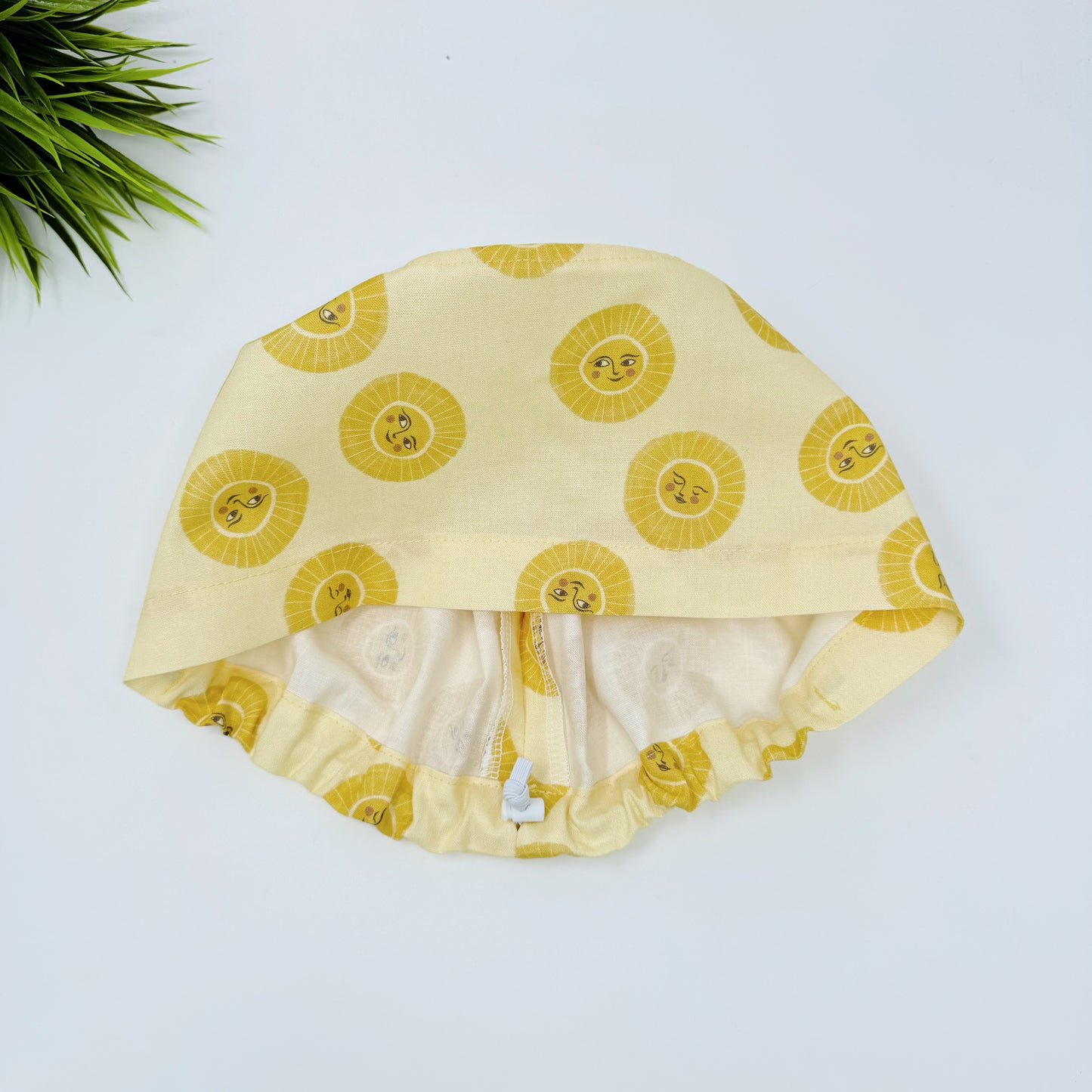 Lemon Sunshine Euro Scrub Cap for Women, Surgical cap Satin Lined Option