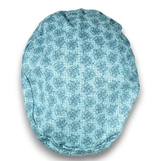 Floral Euro scrub cap for women, Blue European surgical hat with satin lined by Paradise Caps.