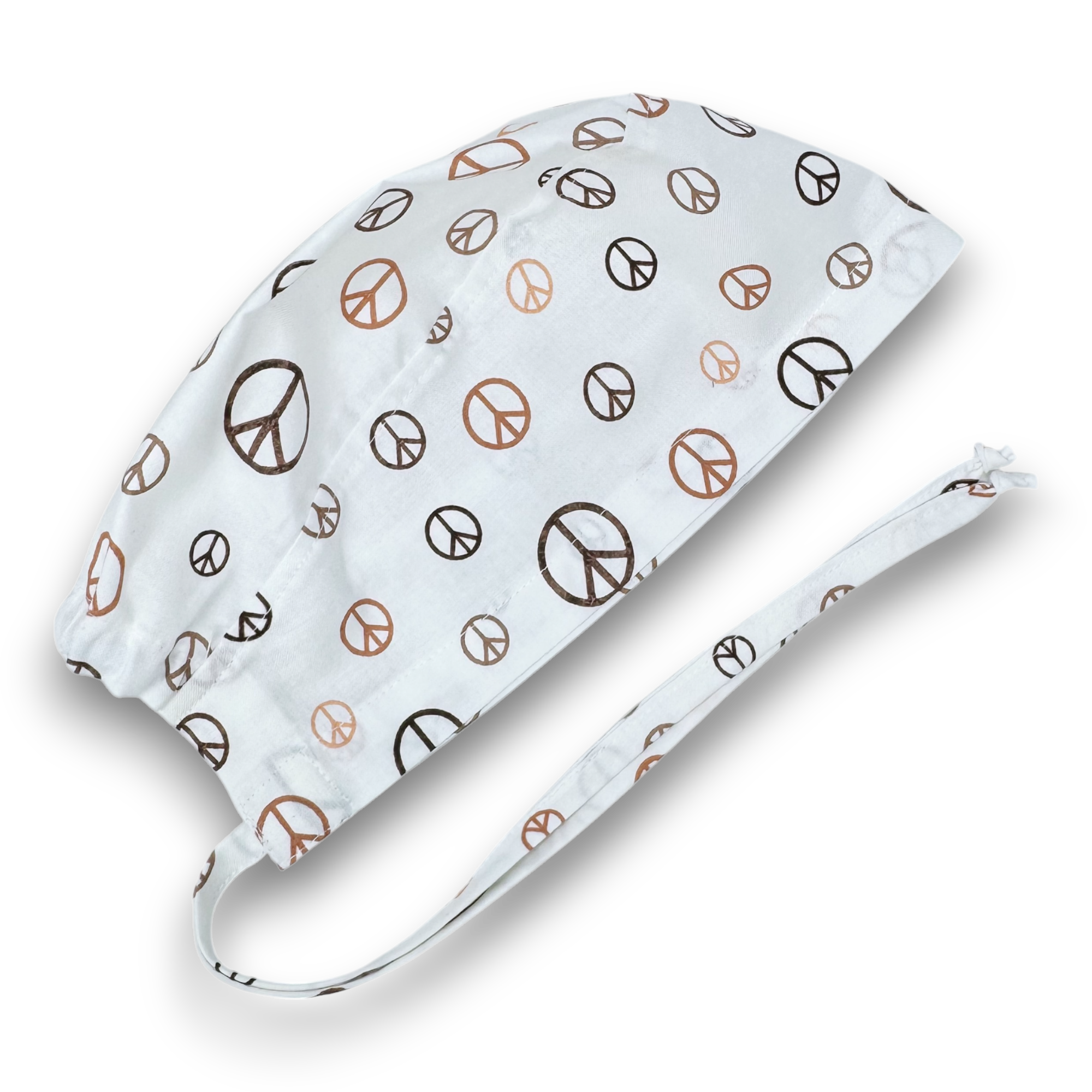 Peace Skull tie-back style surgical scrub cap for men by Paradise Caps.