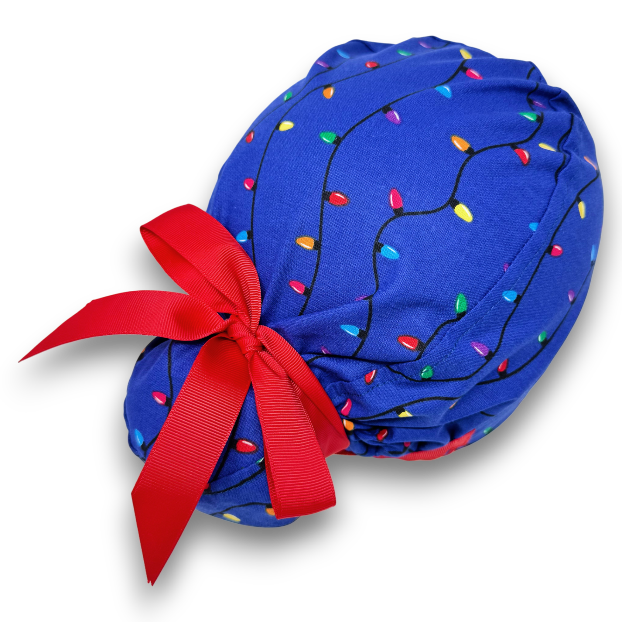 Christmas Lights Euro scrub cap with ties for Women by Paradise Caps. Euro PLUS style.