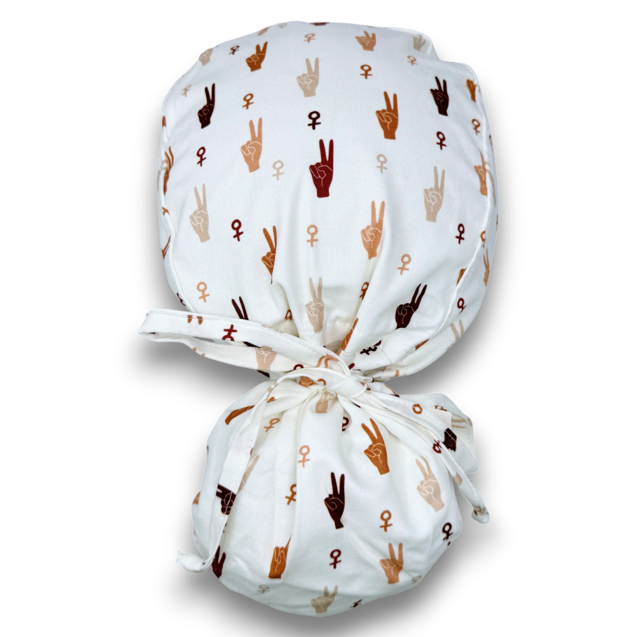 Pediatric Ponytail scrub cap for women with satin lined option by Paradise Caps.