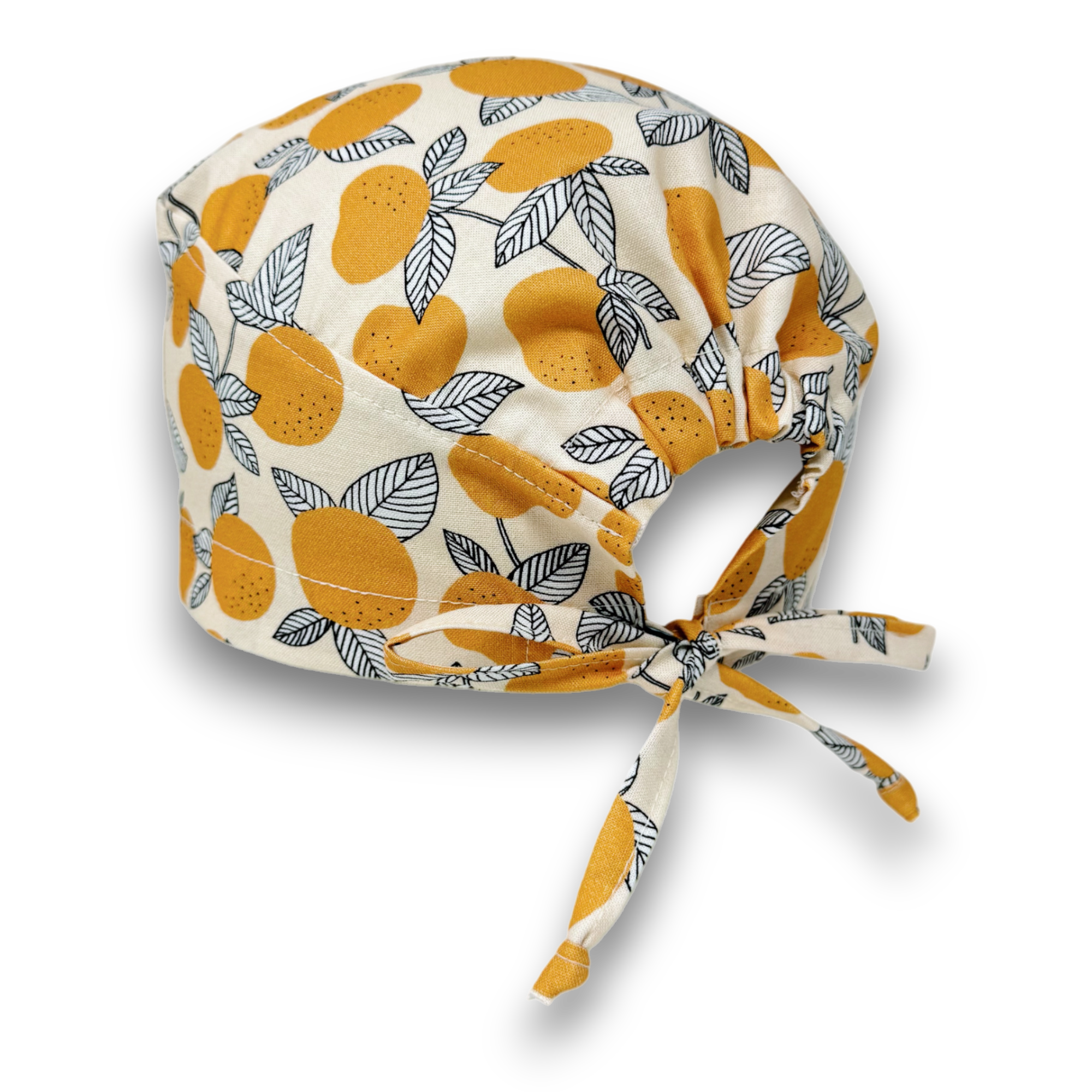 Tangerine Skull tie-back style surgical scrub cap for men by Paradise Caps.