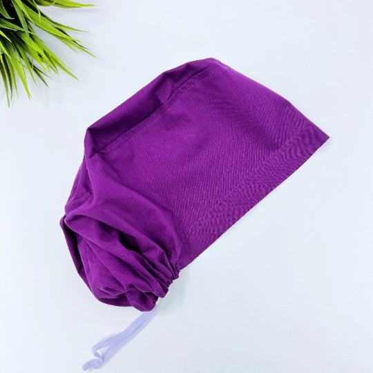 Euro Scrub Cap for Women, Violet solid Surgical cap Satin Lined Option