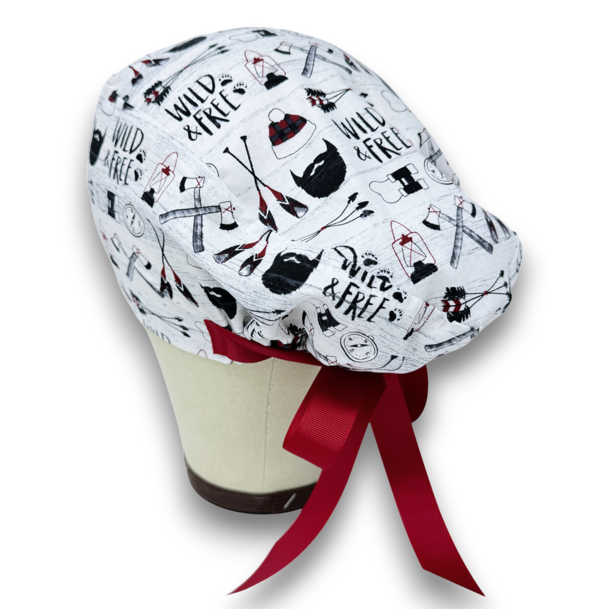Wild & free Euro scrub cap with ties for Women by Paradise Caps. Euro PLUS style.