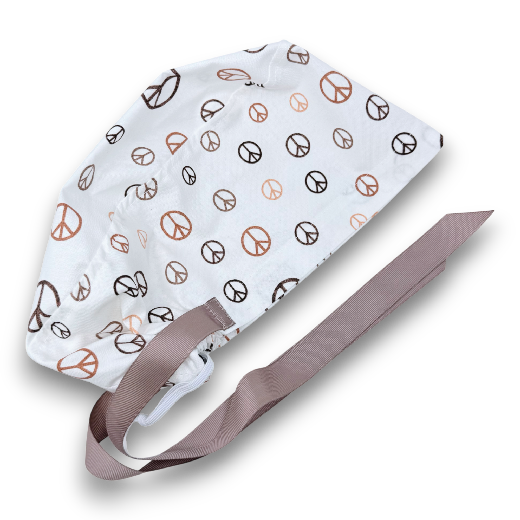 Peace Euro scrub cap with ties for Women by Paradise Caps. Euro PLUS style.