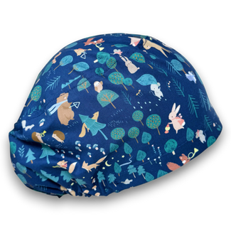 Forest Animals Euro Scrub Cap for Women with Satin Lined Option by Paradise Caps.