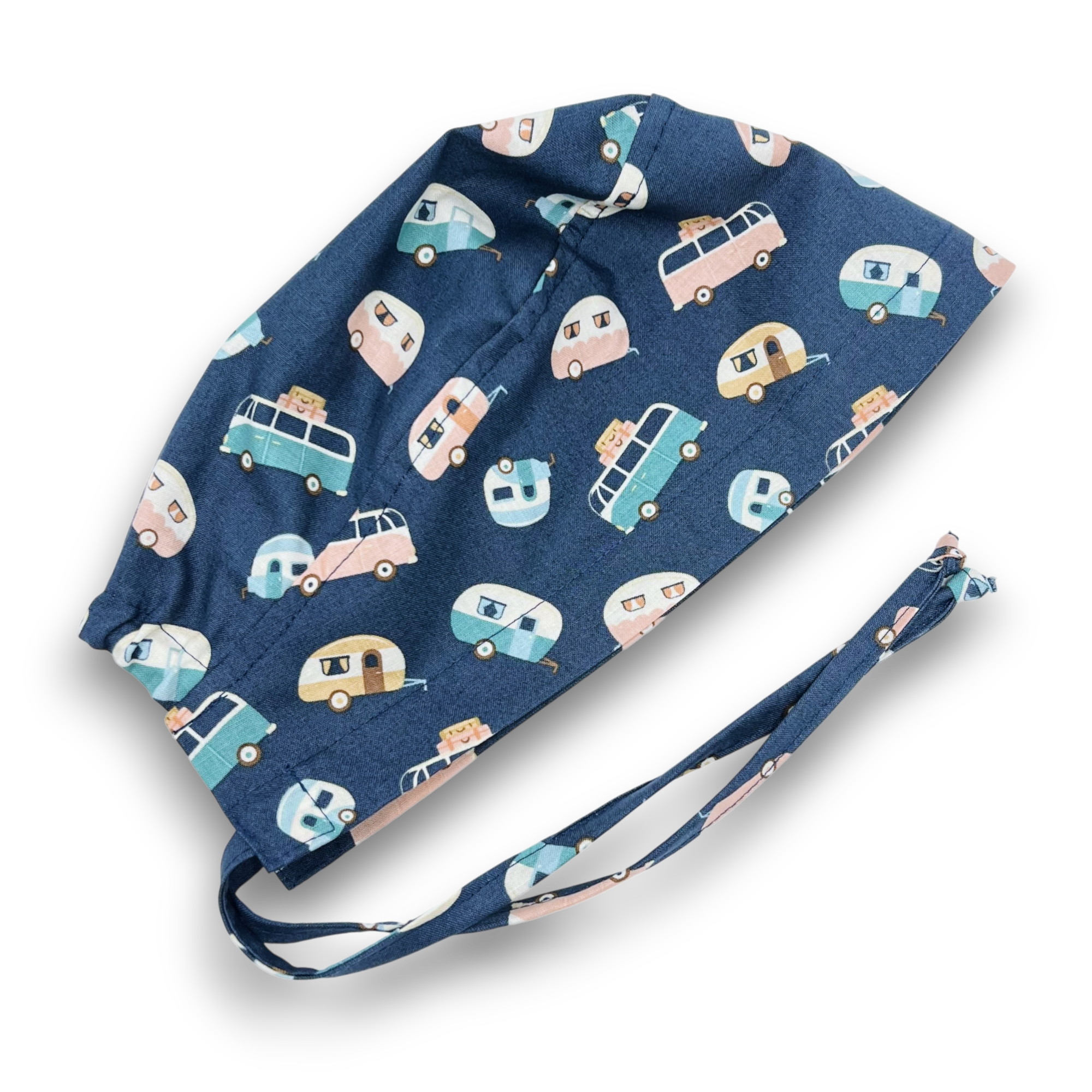 Trailer Toss Skull tie-back style surgical scrub cap for men by Paradise Caps.