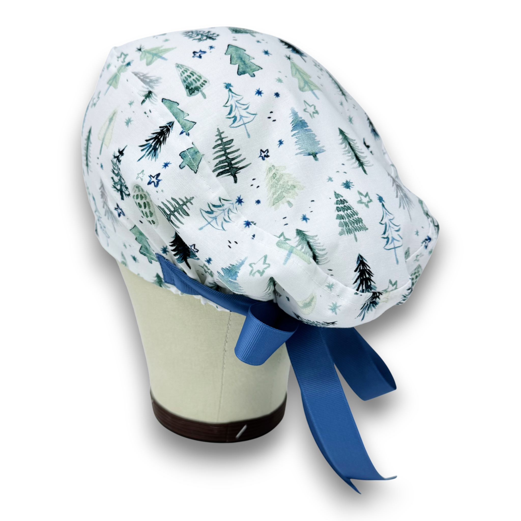 Winter tree Euro scrub cap with ties for Women by Paradise Caps. Euro PLUS style.